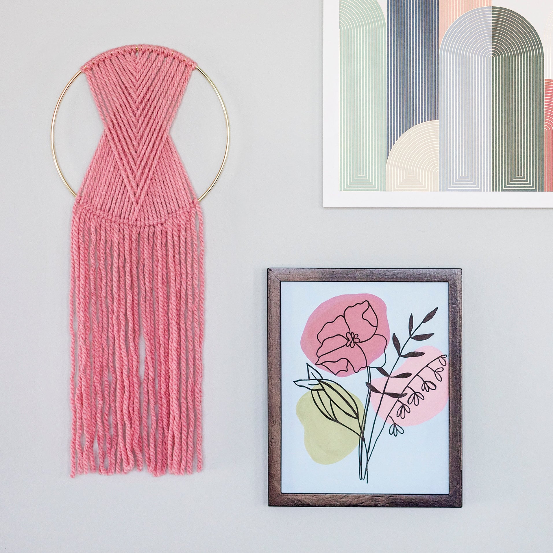 Fiber Art - Santa Fe Pink, Gold, and Rose Gold - Macrame Hanging Strin –  Hangout Home